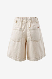 Sylvie Longline Pleat Denim Short - Natural Ecru