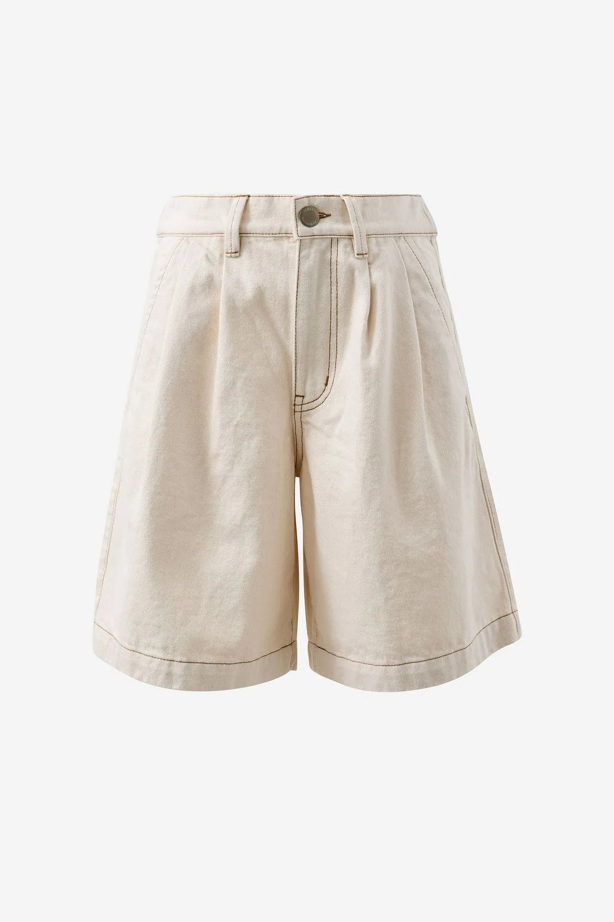 Sylvie Longline Pleat Denim Short - Natural Ecru