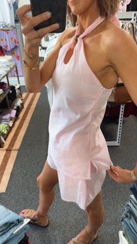 Pink Beaded Halter Set