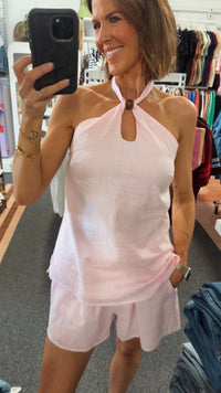 Pink Beaded Halter Set