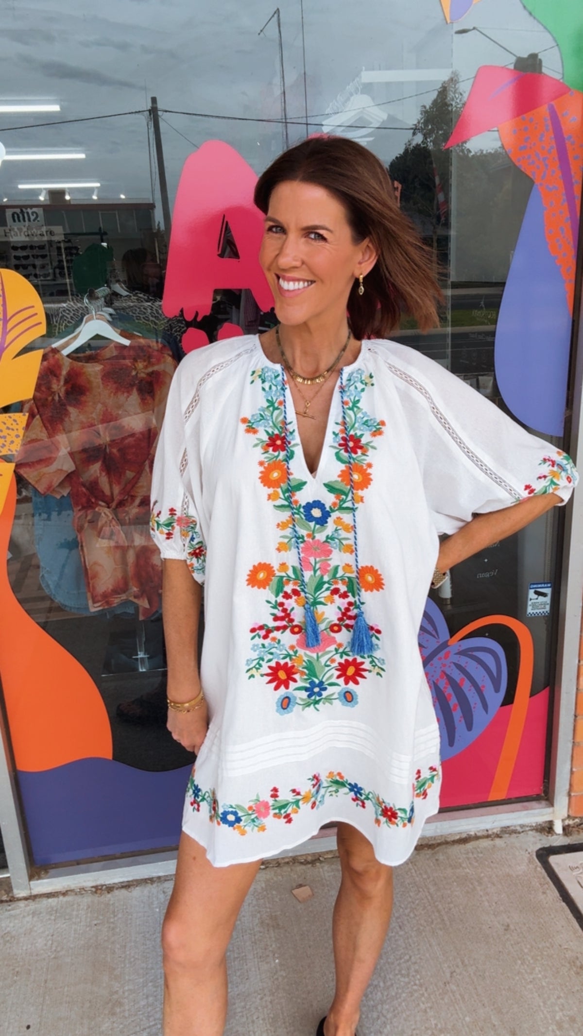 Embroidery Dress White