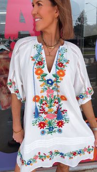 Embroidery Dress White