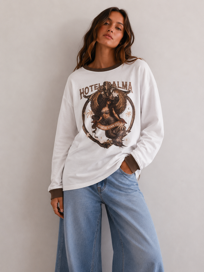 Hotel Palma Long Sleeve Top - White