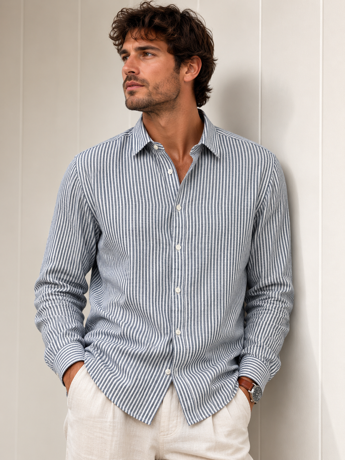 Stripe Shirt - Blue & White Stripe
