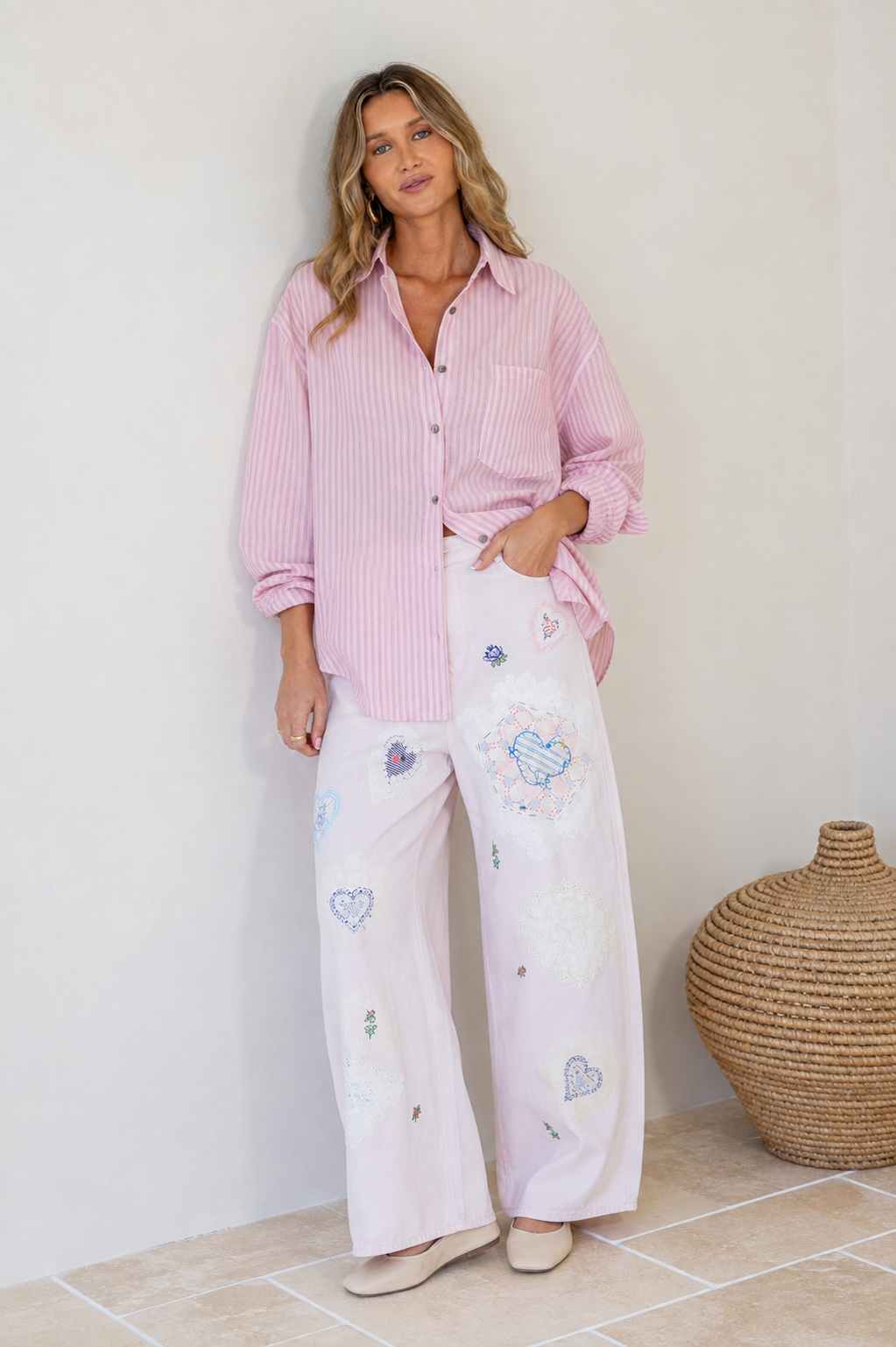 Pink Stripe Linen Boyfriend Shirt