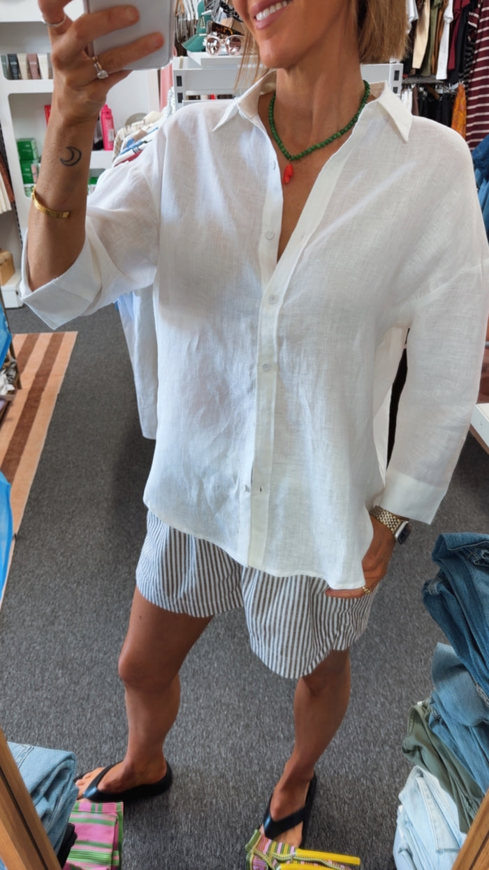 White Boyfriend Linen Shirt – Little Lies