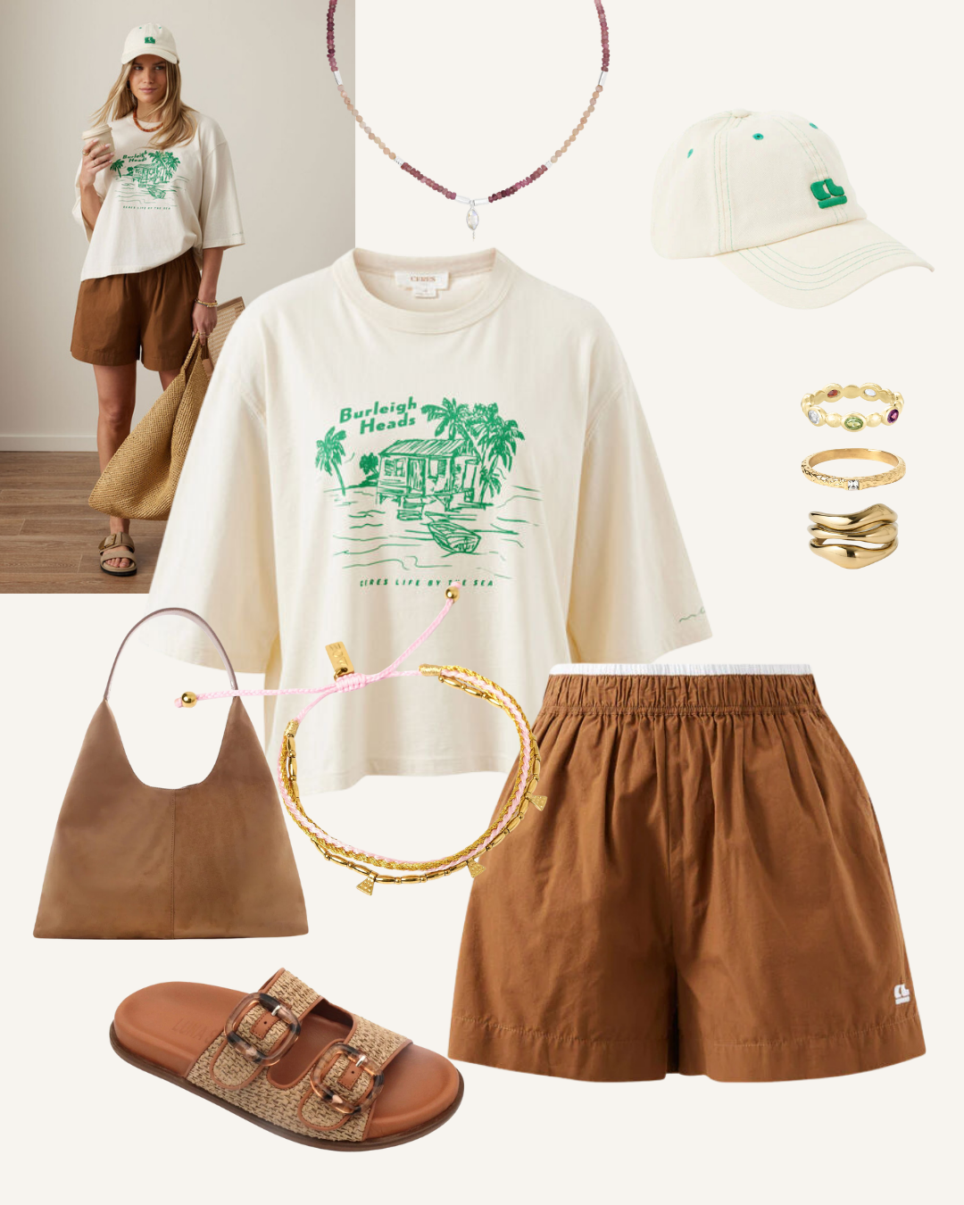 Macy Print Tee - Buff/Burleigh Heads