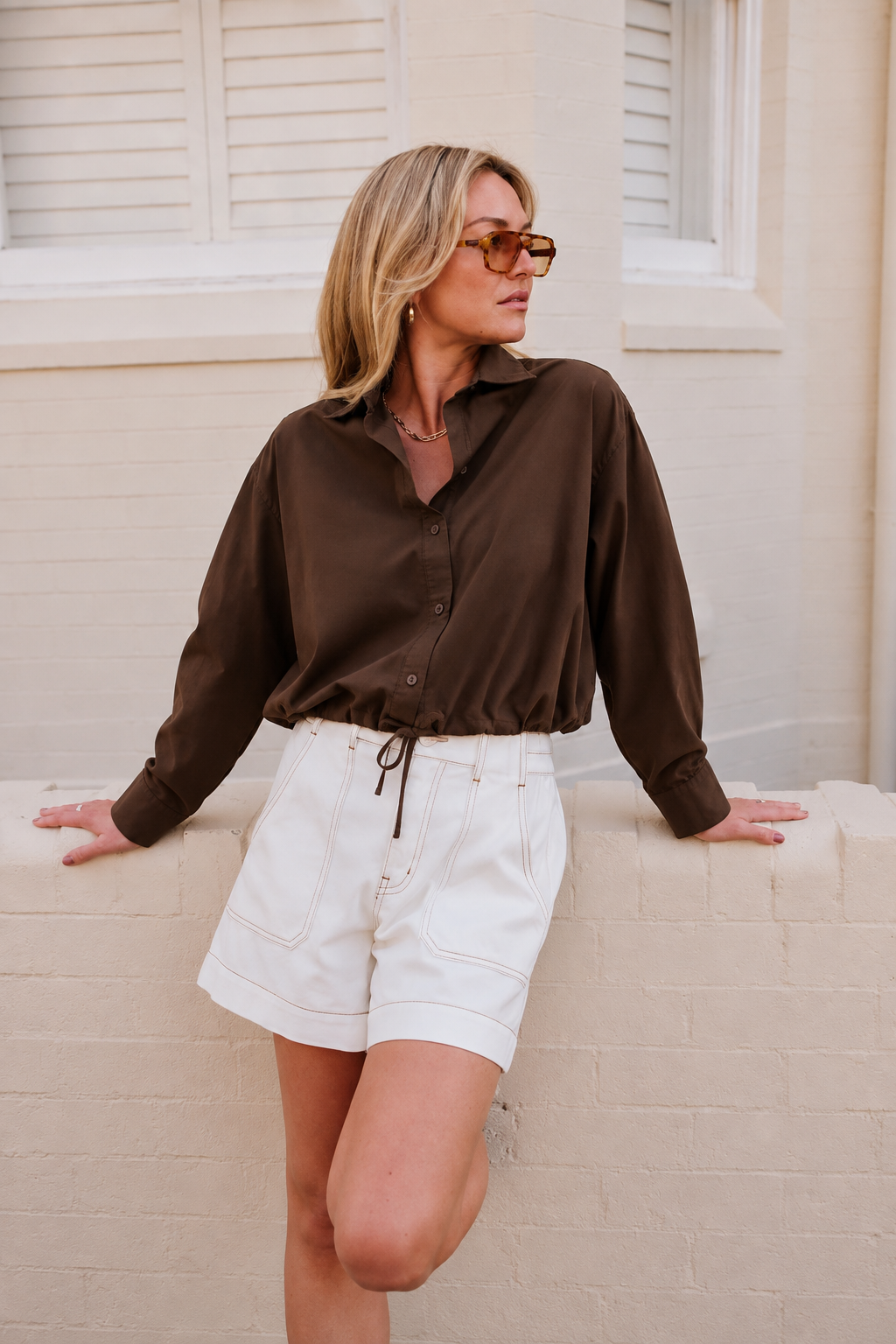 Clover Tie Shirt - Brunette