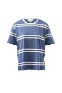 Stevie Slouchy Split Hem Tee - Moonlight/Vanilla H Stripe