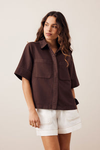 Noa Short Sleeve Shirt - Chocolate