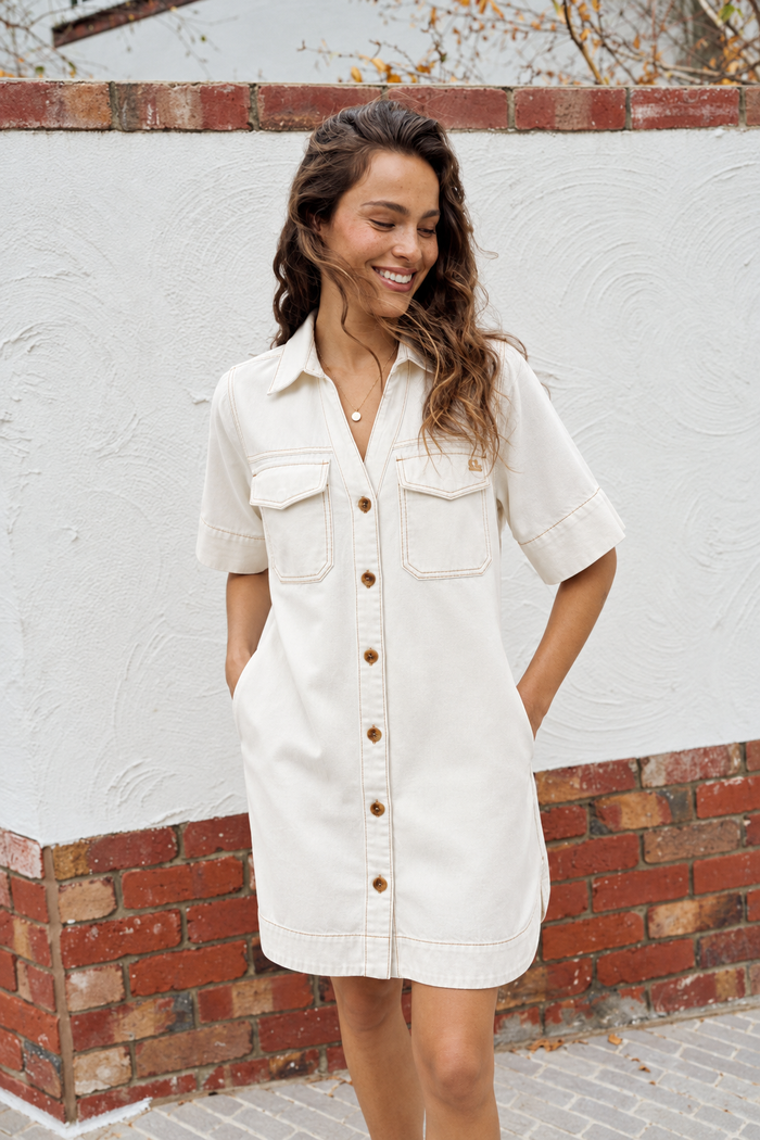 Bonnie Relaxed Shirt Dress - Fresh Ecru