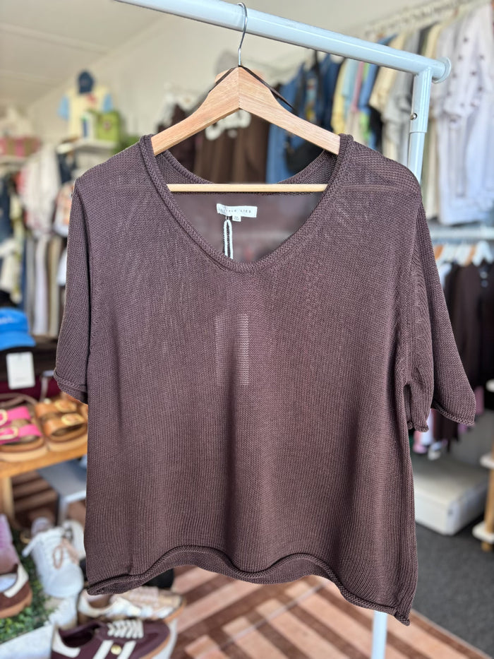Scoop Neck Spring Tee - Chocolate