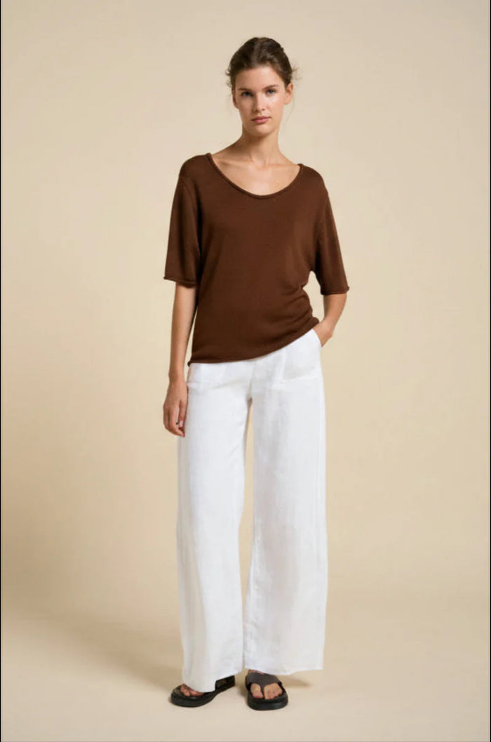 Scoop Neck Spring Tee - Chocolate