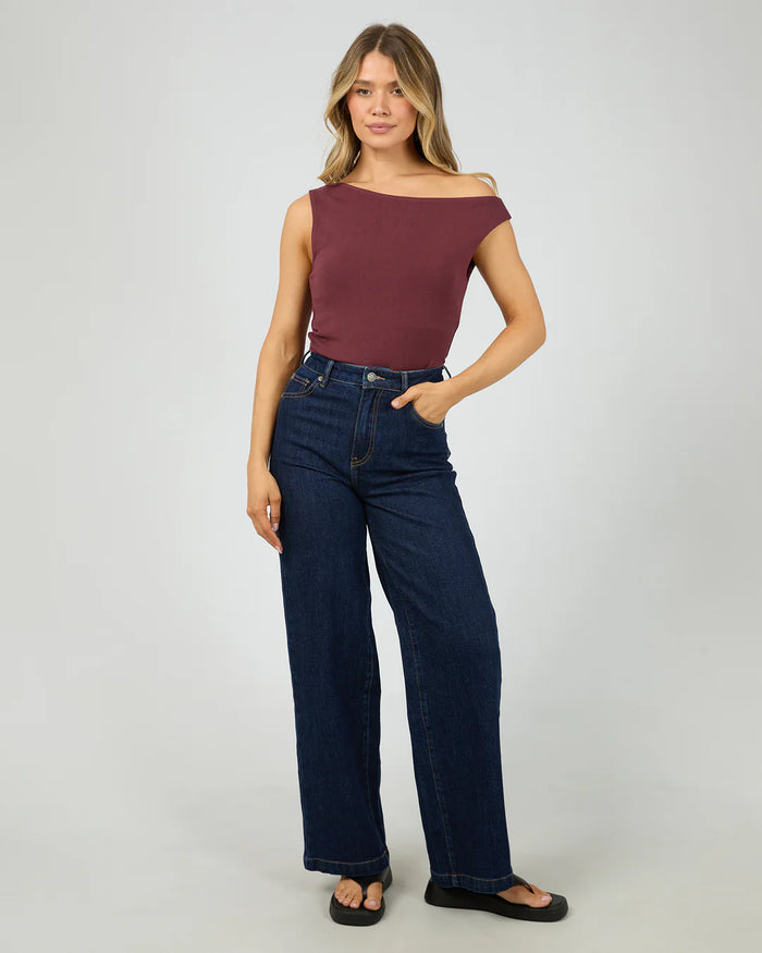 Kylie Off Shoulder Top - Burgundy