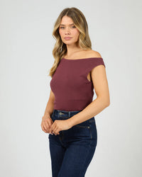 Kylie Off Shoulder Top - Burgundy