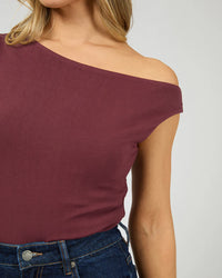 Kylie Off Shoulder Top - Burgundy