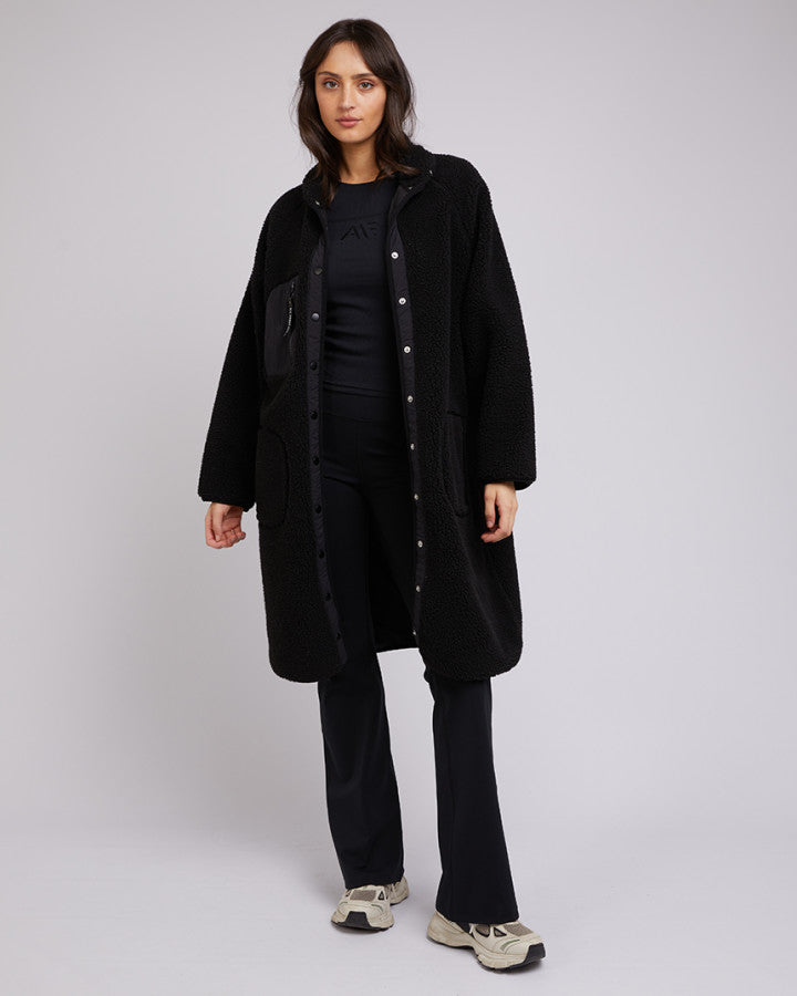 Active Teddy Longline Jacket - Black