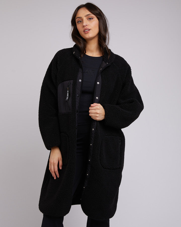 Active Teddy Longline Jacket - Black