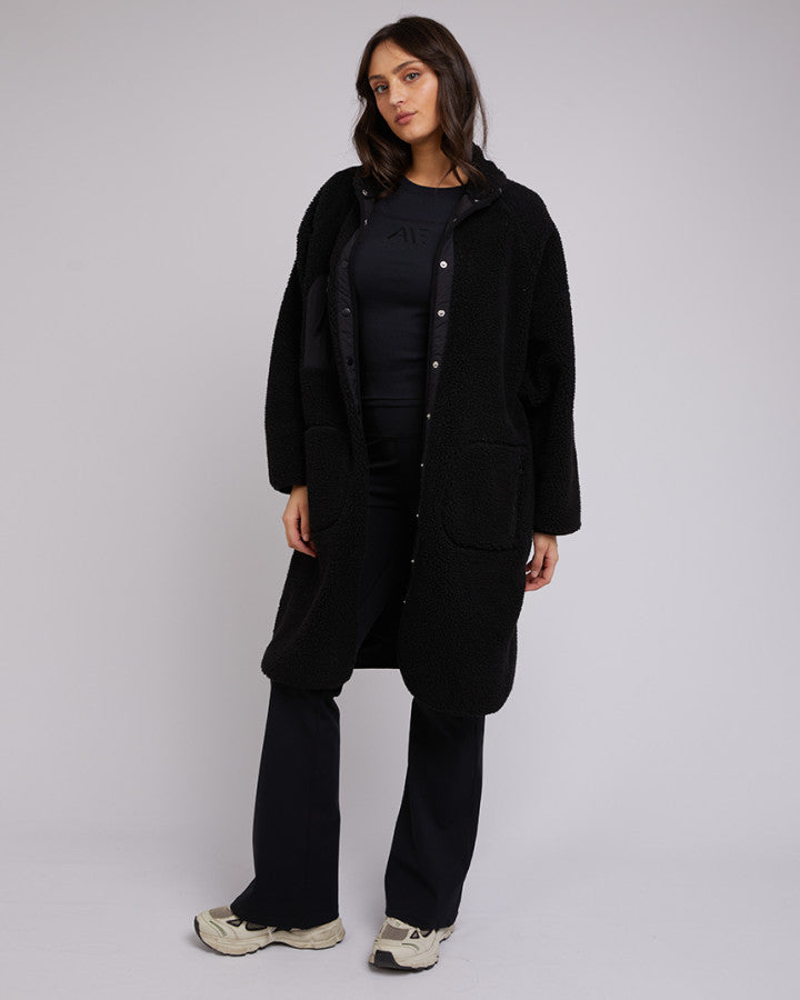 Active Teddy Longline Jacket - Black
