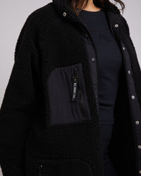 Active Teddy Longline Jacket - Black