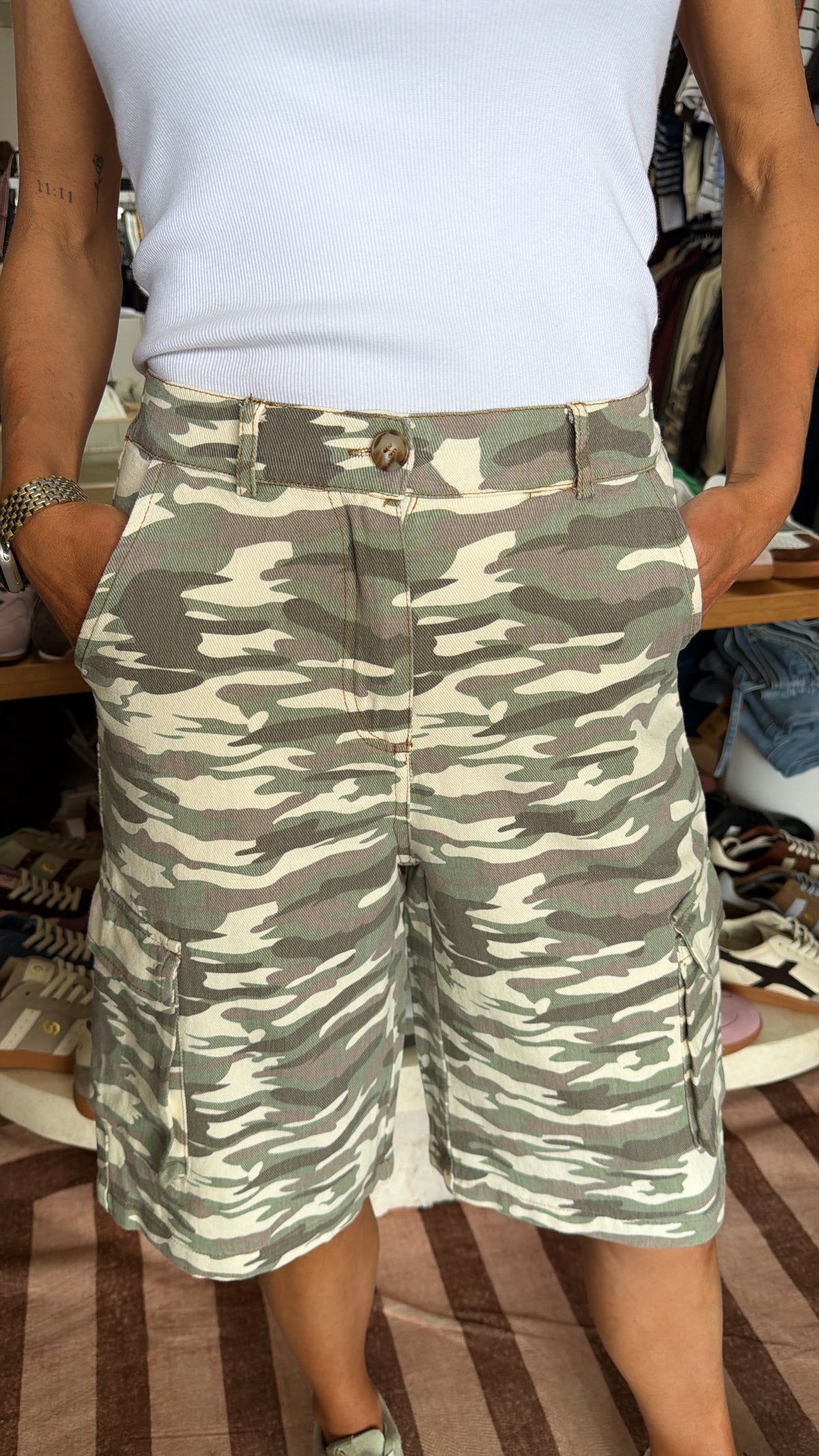 Light Camo Cargo Capri
