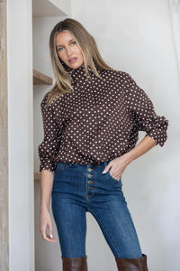 Mila Polka Dot Spray Jacket – Chocolate