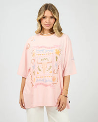 Aloha Howdy Oversized Tee - Pale Pink