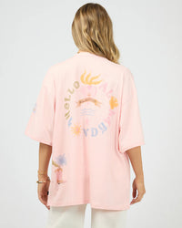 Aloha Howdy Oversized Tee - Pale Pink
