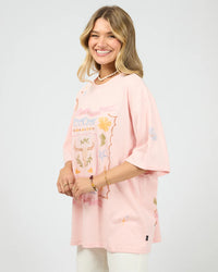 Aloha Howdy Oversized Tee - Pale Pink
