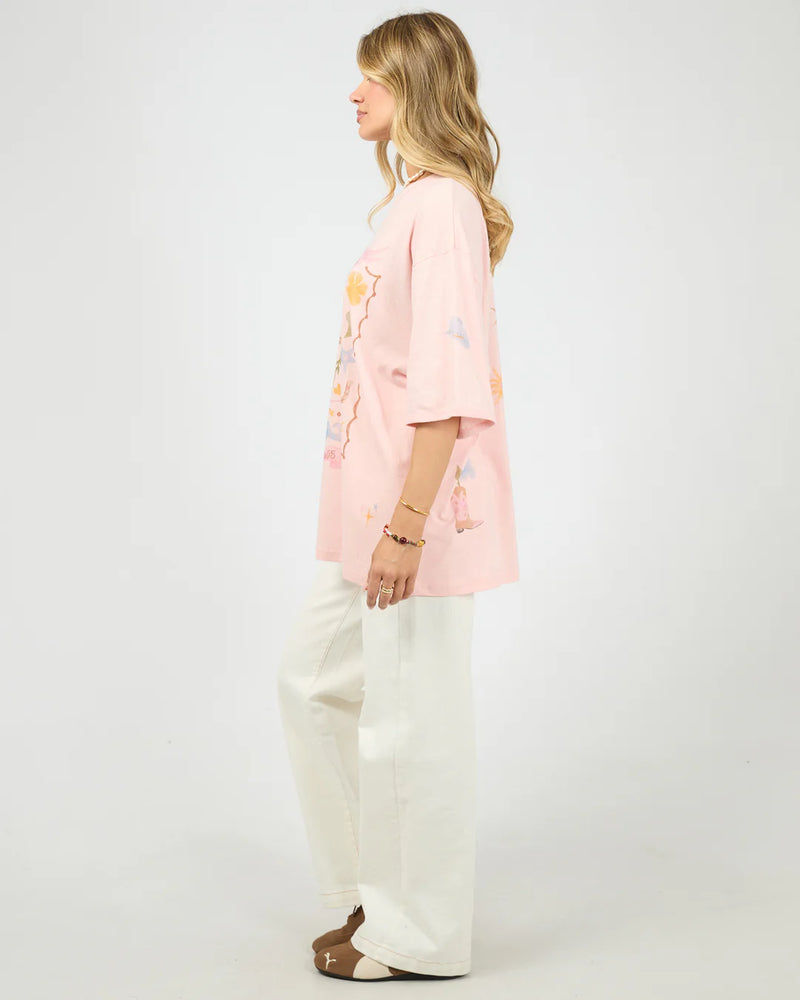 Aloha Howdy Oversized Tee - Pale Pink