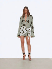 Smudge Spot Scarf Tie Shirt - Sage