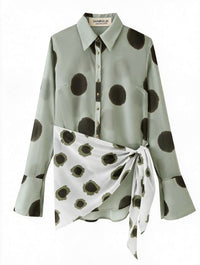 Smudge Spot Scarf Tie Shirt - Sage