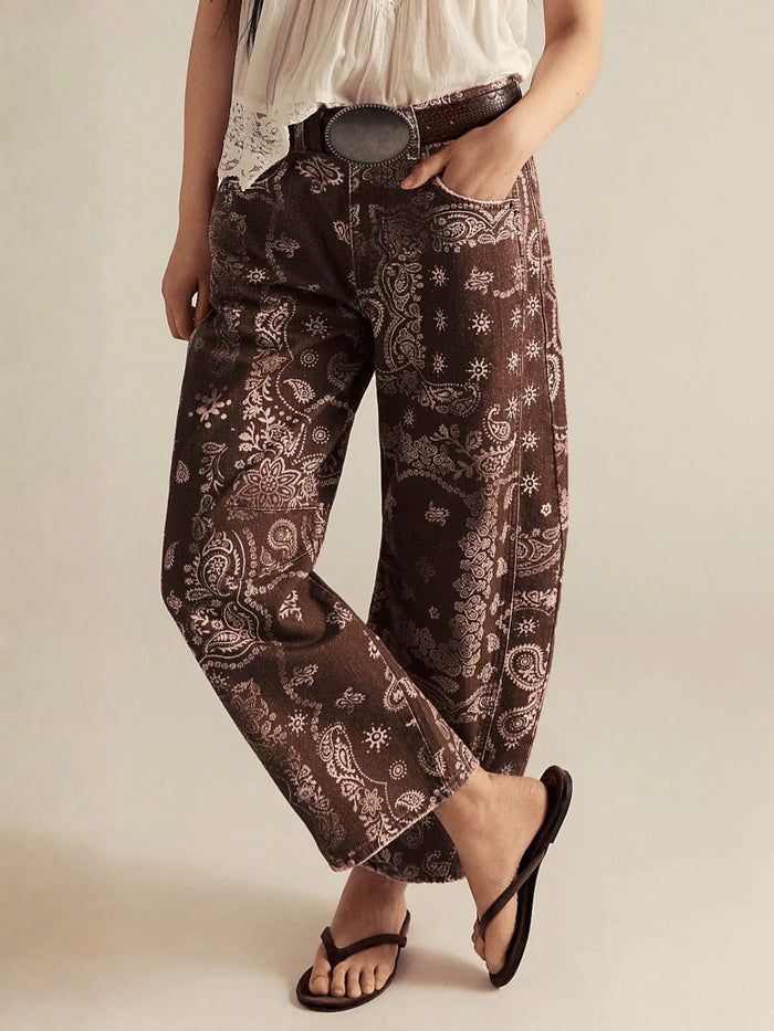 Bandana Barrel Jeans - Brown