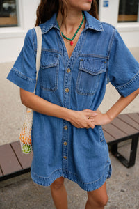 Sammy Relaxed Shirt Dress - Fresh Indigo