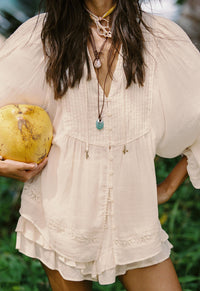 Ines Boho Blouse - Light Sand Cream