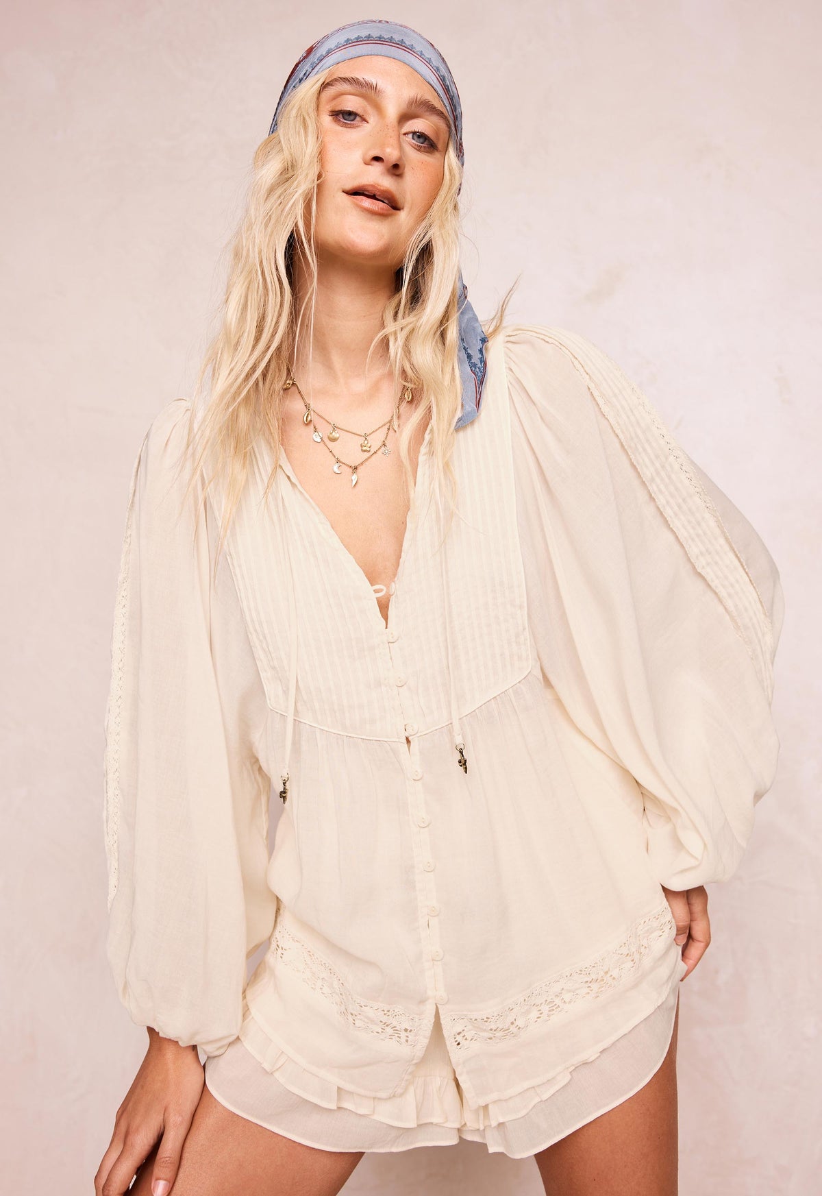 Ines Boho Blouse - Light Sand Cream