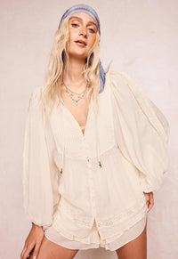 Ines Boho Blouse - Light Sand Cream