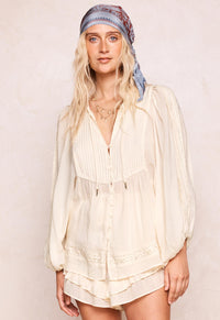 Ines Boho Blouse - Light Sand Cream