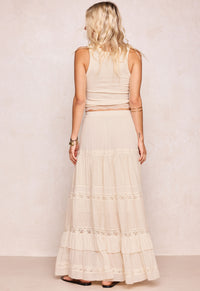 Ines Tiered Maxi Skirt - Light Sand Cream