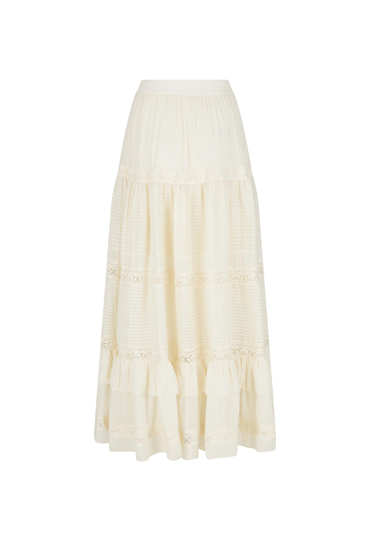 Ines Tiered Maxi Skirt - Light Sand Cream