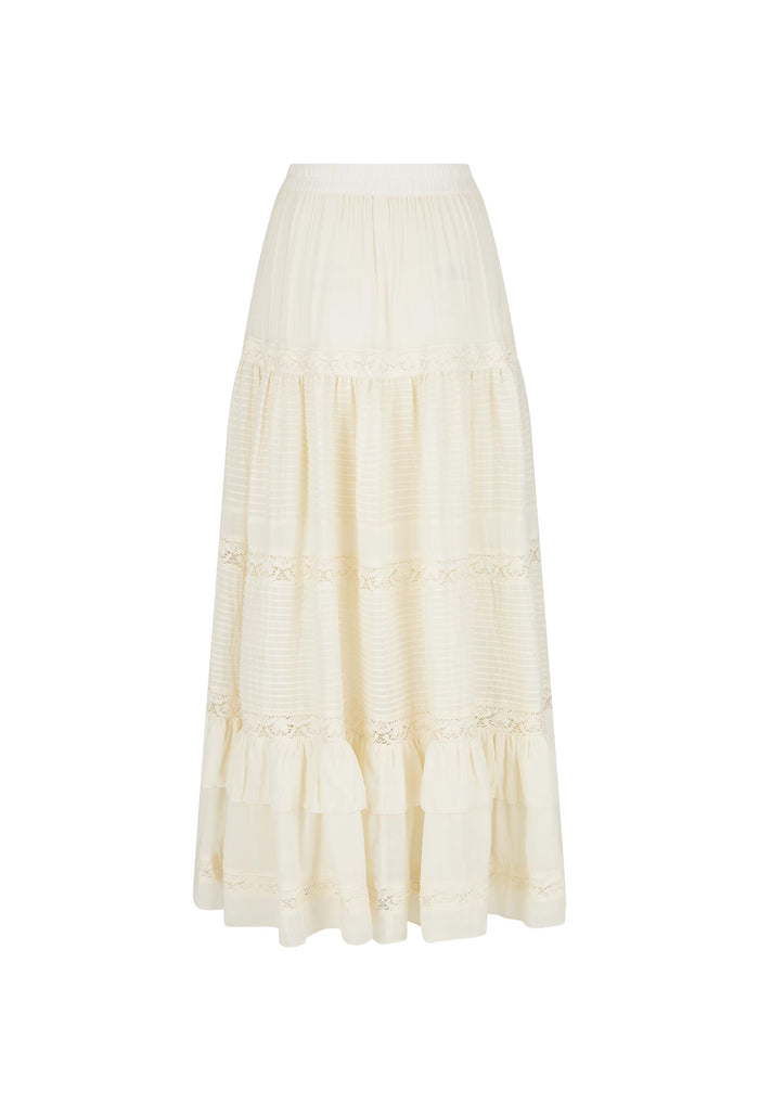Ines Tiered Maxi Skirt - Light Sand Cream