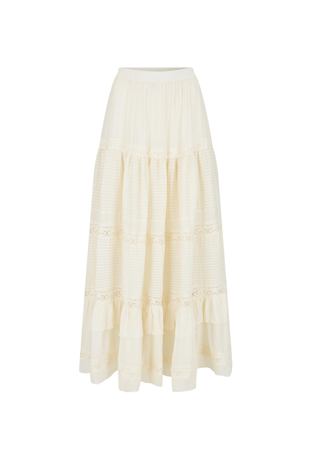 Ines Tiered Maxi Skirt - Light Sand Cream