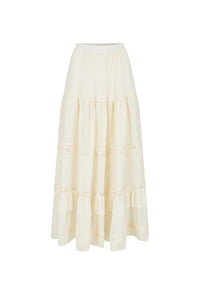 Ines Tiered Maxi Skirt - Light Sand Cream
