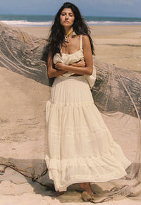 Ines Tiered Maxi Skirt - Light Sand Cream