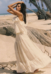 Ines Tiered Maxi Skirt - Light Sand Cream
