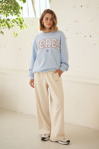 Isla Oversized Slouchy Crew - China Blue/Mulberry Heritage Outline. Ceres Life