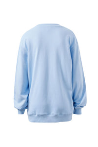 Isla Oversized Slouchy Crew - China Blue/Mulberry Heritage Outline. Ceres Life
