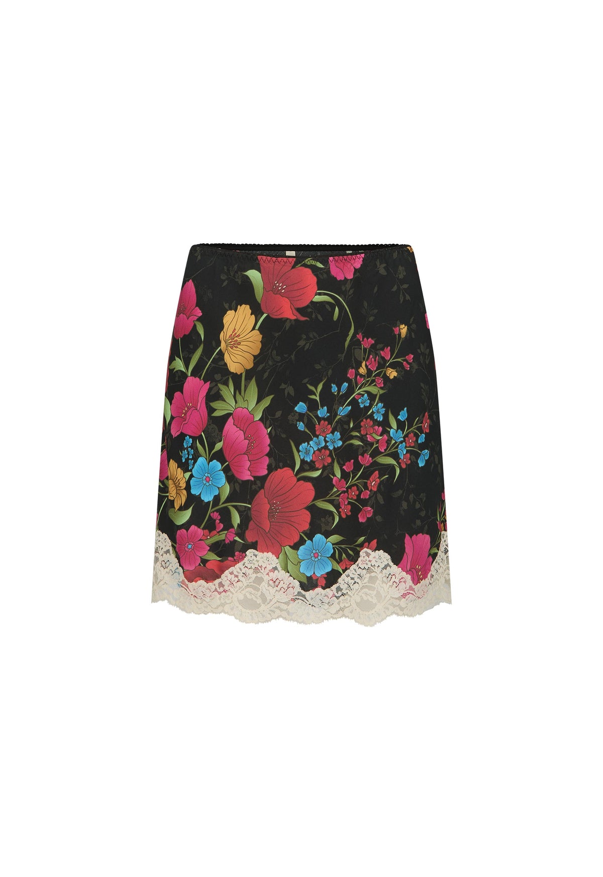 Isola Lace Mini Skirt - Midnight Bloom Black