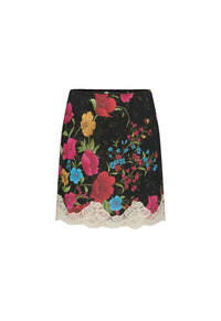 Isola Lace Mini Skirt - Midnight Bloom Black