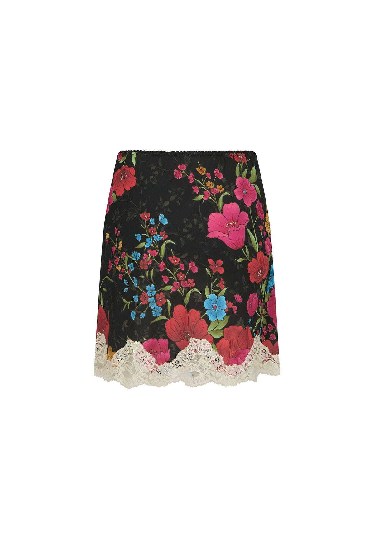 Isola Lace Mini Skirt - Midnight Bloom Black